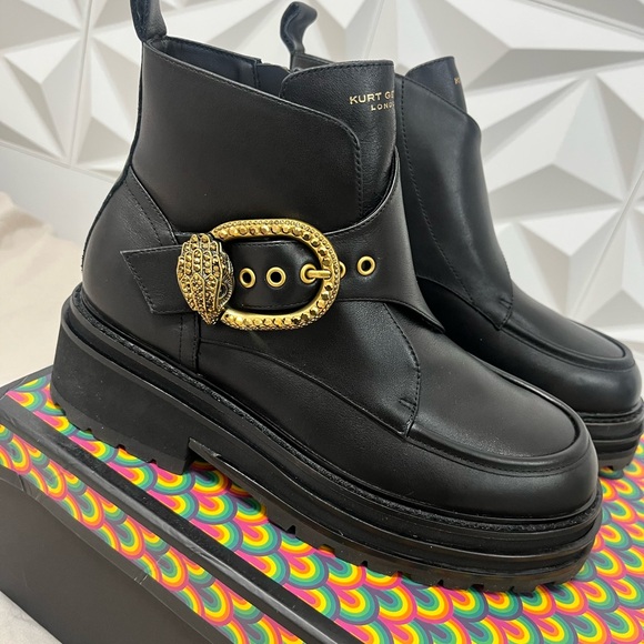 Kurt Geiger Shoes - Kurt Geiger MayFair Chunky Boot Black Leather